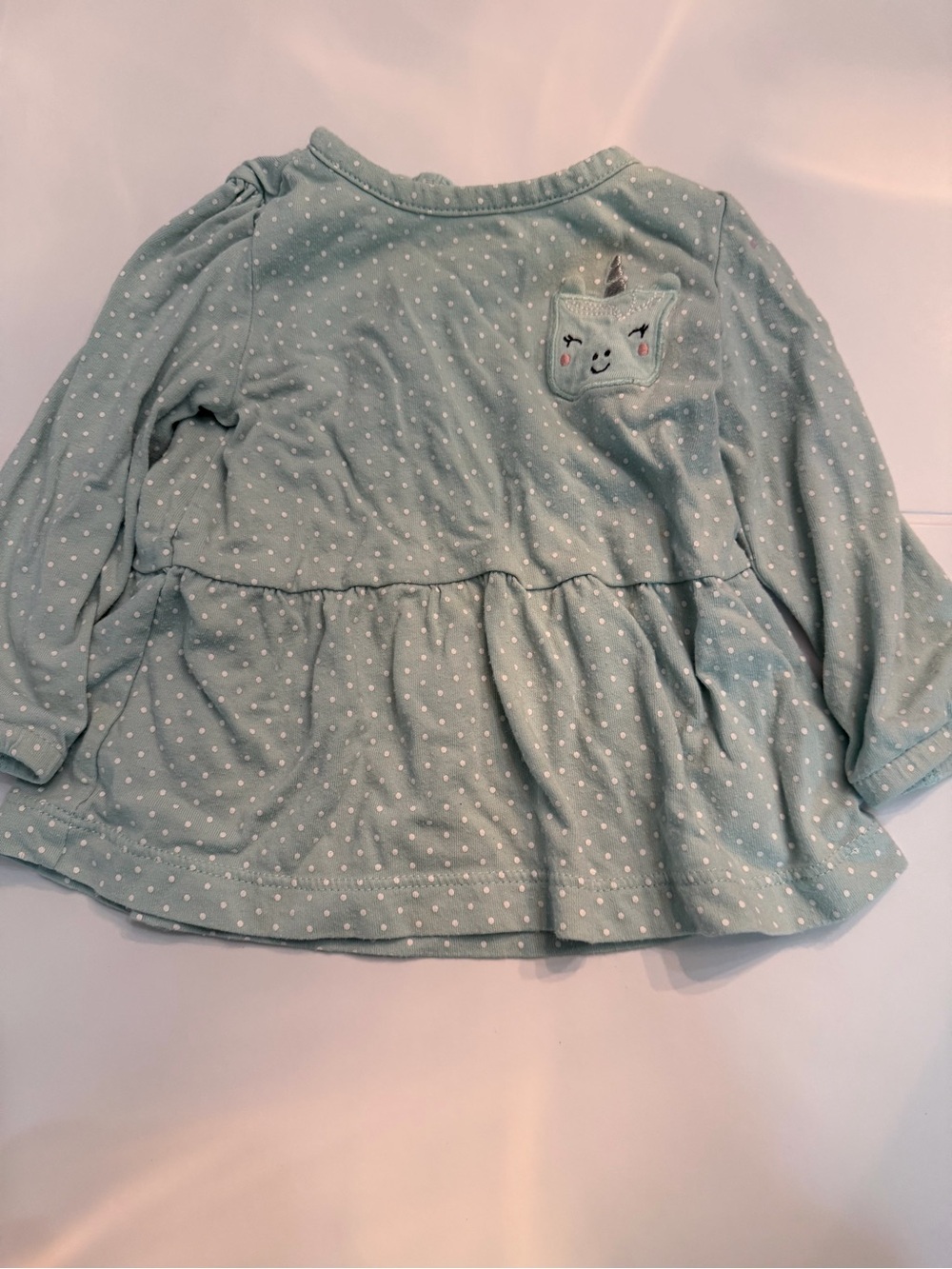 Just one you by carters baby girl 9month polka dot unicorn long sleeve shirt